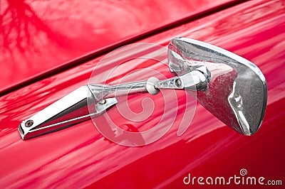 Mirror chrome detail on a vintage car Stock Photo