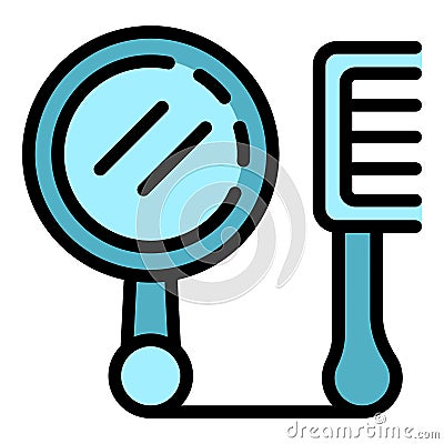 Mirror comb self-care icon color outline vector Stock Photo