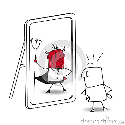 The mirror and the devil Vector Illustration