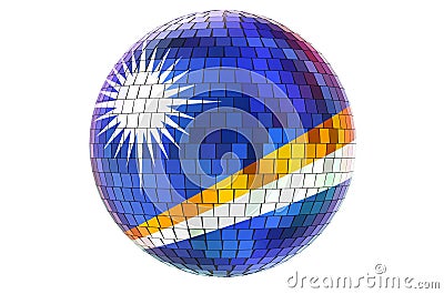 Mirror disco ball with Marshallese flag, 3D rendering Stock Photo