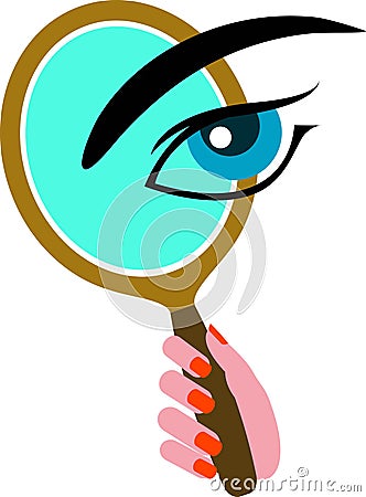 Mirror with eye Vector Illustration