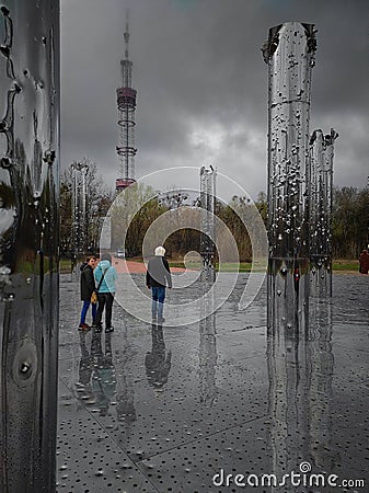 The Mirror Field audiovisual installation in Memory of Babyn Yar Victims at the Babyn Yar National Historical Memorial. Editorial Stock Photo