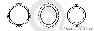 Mirror hand drawn round frames Vector Illustration