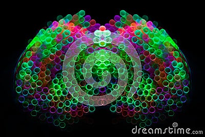 Mirror image of Bunch of Colorful Straws Stock Photo