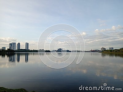 Mirror lake cloudy sky view clear sky Stock Photo