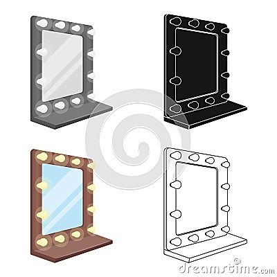 Mirror in the make-up room.Making movie single icon in cartoon style vector symbol stock illustration web. Vector Illustration