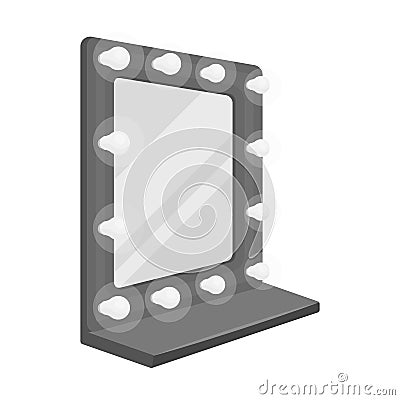 Mirror in the make-up room.Making movie single icon in monochrome style vector symbol stock illustration web. Vector Illustration