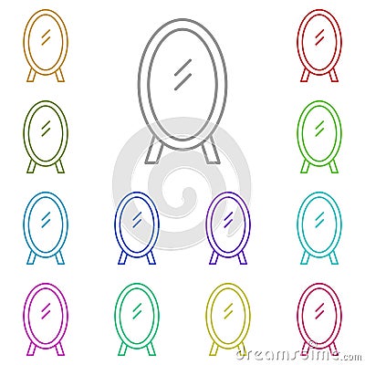 Mirror multi color icon. Simple thin line, outline vector of beauty icons for ui and ux, website or mobile application Stock Photo