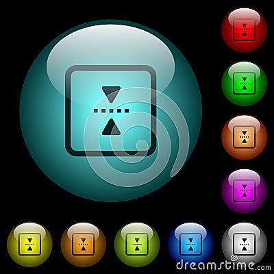 Mirror object around horizontal axis icons in color illuminated glass buttons Stock Photo
