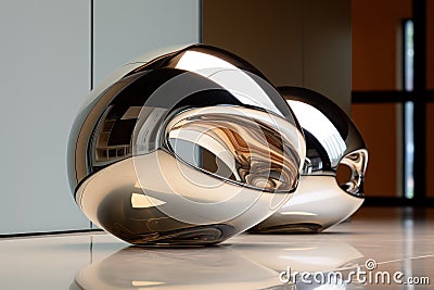 Mirror-Polished Surface on Sculpture - Reflective Artistry Stock Photo