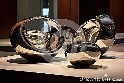 Mirror-Polished Surface on Sculpture - Reflective Artistry Stock Photo