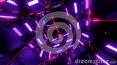 Mirror room with purple lights and pink reflection Stock Photo