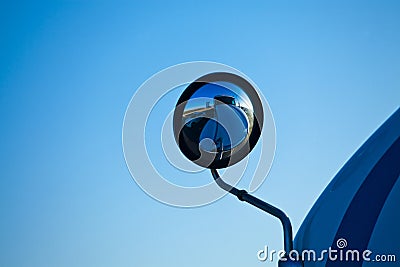 Mirror of truck in the road Stock Photo