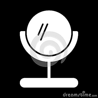 Mirror vector icon. Black and white table make-up mirror illustration. Solid linear beauty icon. Vector Illustration