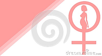 Mirror of Venus. Pregnant woman in pink. Vector design for business cards of an obstetrician-gynecologist, banner for a women`s Stock Photo