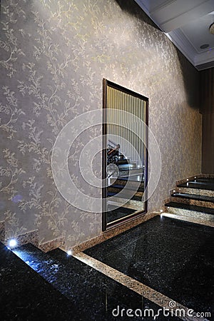 Large mirror on the wall Stock Photo