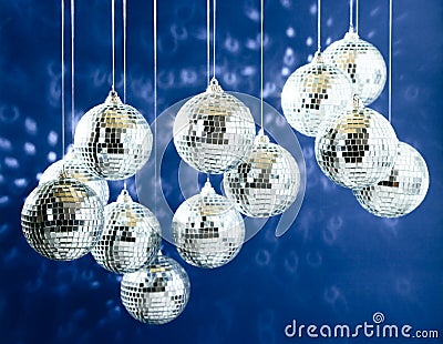 Mirrored disco balls Stock Photo