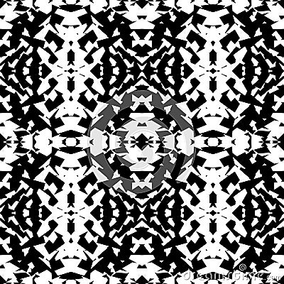 Mirrored geometric pattern. Repeatable monochrome abstract backg Vector Illustration