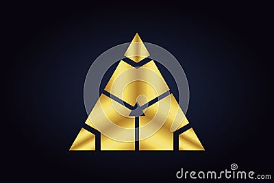 Mirrored geometric shapes in silver and gold colors. Vector Illustration