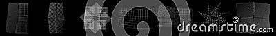 Mirrored, tweaked irregular grid, mesh, grating and lattice geometric vector element, pattern, texture Vector Illustration
