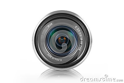 Mirrorless camera lens Stock Photo