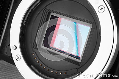 Mirrorless camera sensor Stock Photo