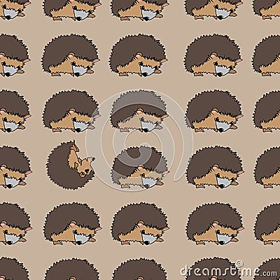 Misbehaving Hedgehog one rollling in the middlle of a grid of well behaving animals seamless vector pattern Vector Illustration