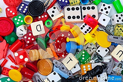 Miscellaneous game pieces Stock Photo