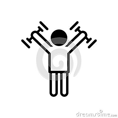 Black solid icon for strengthen, make more forceful and arm Vector Illustration