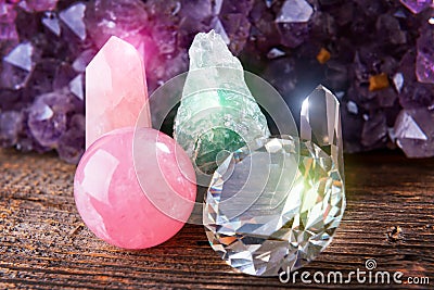 Miscellaneous natural crystals Stock Photo