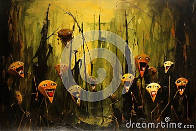 Mischievous goblins lurking in shadowy corners - Generative AI Stock Photo