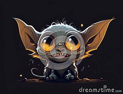 A mischievous Imp its bright eyes sparkling with curiosity and its crooked little smile making us giggle. Cute creature Stock Photo