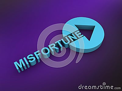 misfortune word on purple Stock Photo