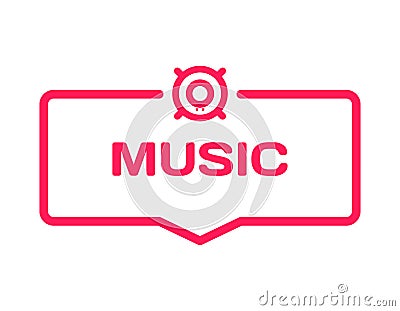 Misic template dialog bubble in flat style on white background. Stamp with speaker icon for various word of plot. Vector Vector Illustration
