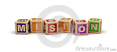 Mision Text Cube Stock Photo