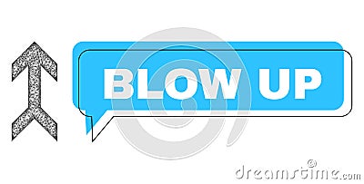 Misplaced Blow Up Message Cloud and Net Mesh Arrow Up Icon Vector Illustration