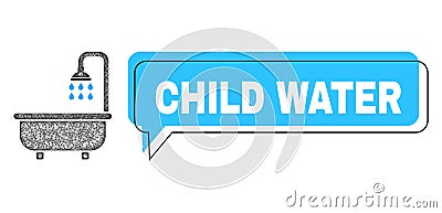Misplaced Child Water Chat Frame and Linear Shower Bath Icon Vector Illustration