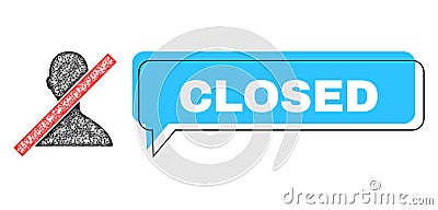 Misplaced Closed Speech Bubble and Net Mesh Closed User Icon Vector Illustration