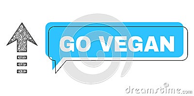 Misplaced Go Vegan Message Frame and Hatched Send Up Icon Vector Illustration