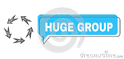 Misplaced Huge Group Message Balloon and Hatched Rotation Icon Vector Illustration