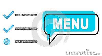 Misplaced Menu Chat Cloud and Net Mesh Checklist Icon Vector Illustration