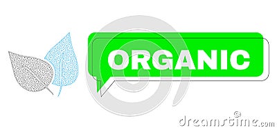 Misplaced Organic Green Chat Cloud and Mesh Wireframe Flora Plant Vector Illustration