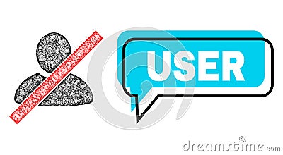 Misplaced User Chat Frame and Net Mesh Wrong User Icon Vector Illustration