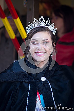 Miss carnival smiling in the street Editorial Stock Photo