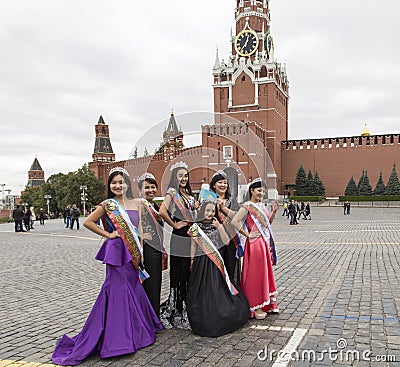 Miss congeniality in red square ,moscow kremlin Editorial Stock Photo