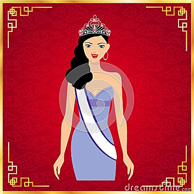Miss Universe and red background,vector design Vector Illustration