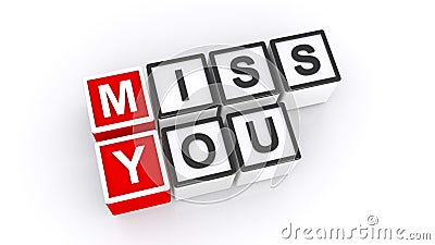 Miss you word block Stock Photo