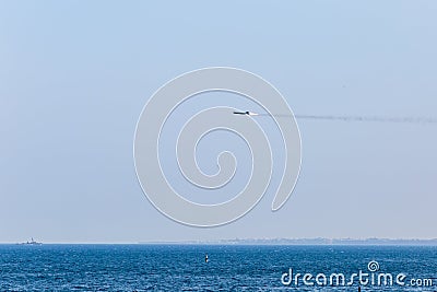 Missile flying in sky Stock Photo