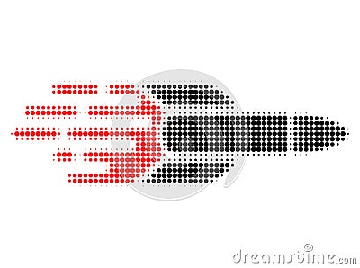 Missile Halftone Dotted Icon with Fast Rush Effect Vector Illustration