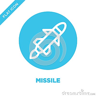 missile icon vector. Thin line missile outline icon vector illustration.missile symbol for use on web and mobile apps, logo, print Vector Illustration